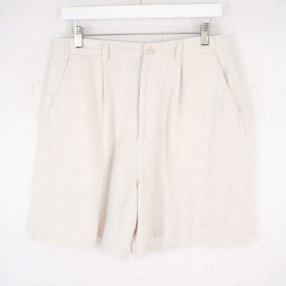 Talbots Cream Birdseye Linen Rayon Shorts Size 12 30/6‎ High Rise - Picture 1 of 6